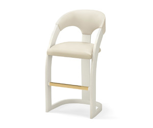 DELIA BAR STOOL-ANTIQUE WHITE-MILK LEATHER