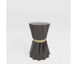 Heliodor Accent Table, Dove Gloss/Antique Bronze